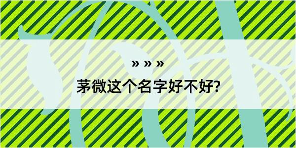 茅微这个名字好不好?