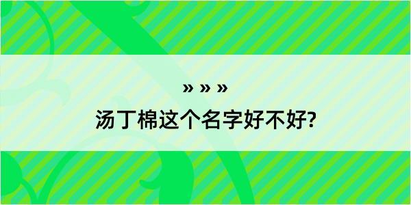 汤丁棉这个名字好不好?