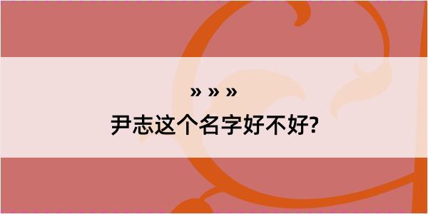 尹志这个名字好不好?