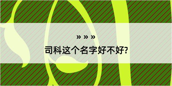 司科这个名字好不好?