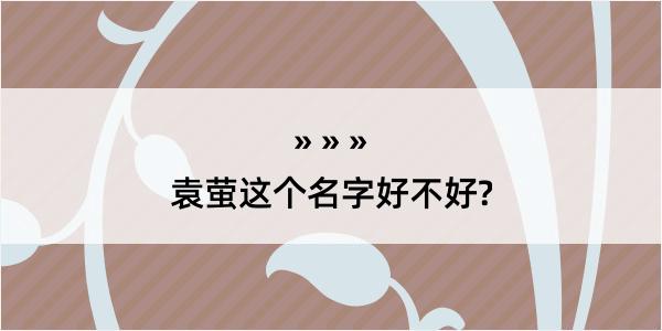 袁萤这个名字好不好?