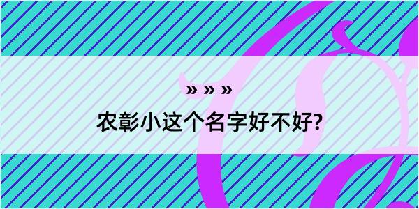 农彰小这个名字好不好?