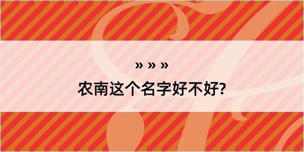 农南这个名字好不好?