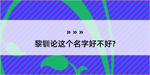 黎钏论这个名字好不好?