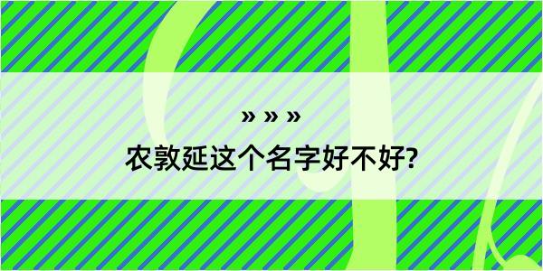 农敦延这个名字好不好?