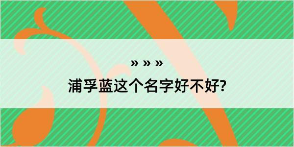 浦孚蓝这个名字好不好?