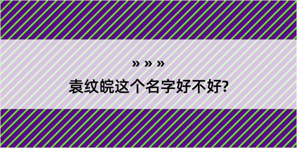 袁纹皖这个名字好不好?