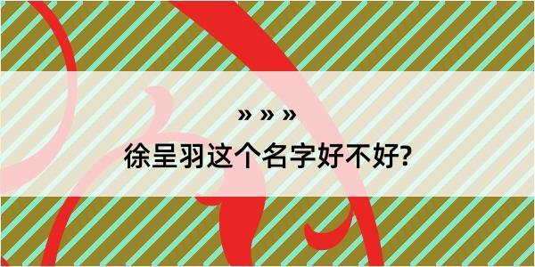 徐呈羽这个名字好不好?