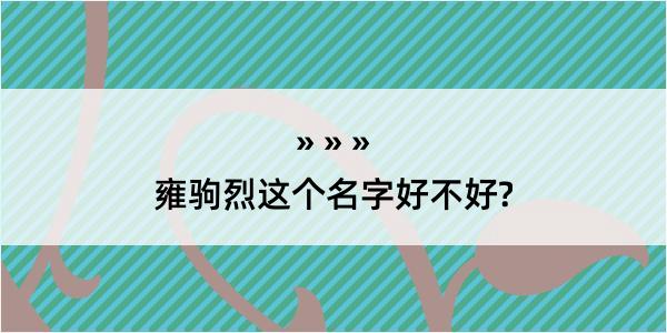 雍驹烈这个名字好不好?