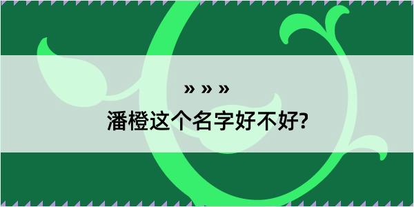 潘橙这个名字好不好?