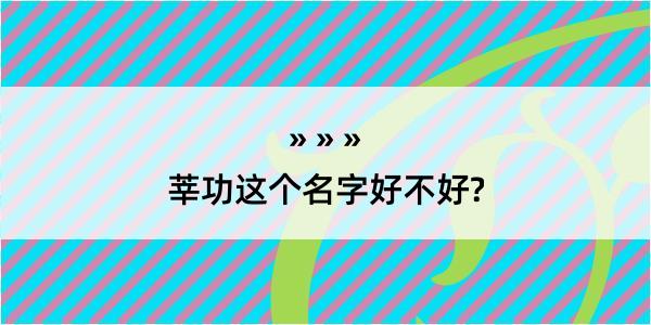 莘功这个名字好不好?