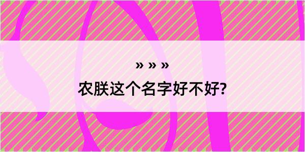 农朕这个名字好不好?