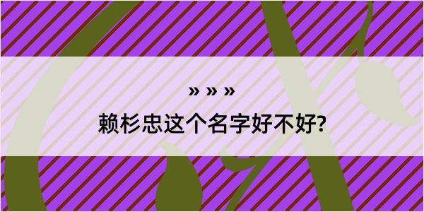 赖杉忠这个名字好不好?