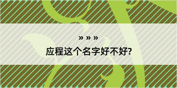 应程这个名字好不好?