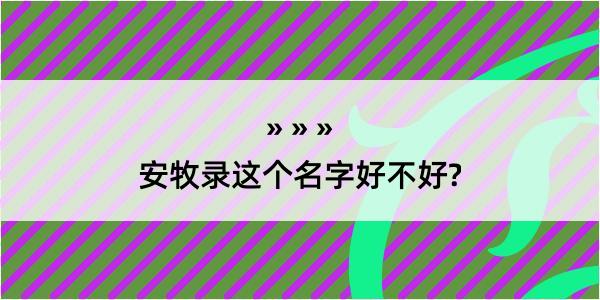 安牧录这个名字好不好?