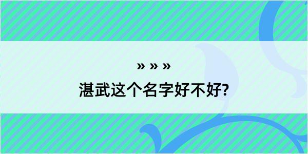 湛武这个名字好不好?