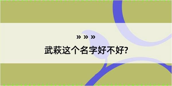 武萩这个名字好不好?