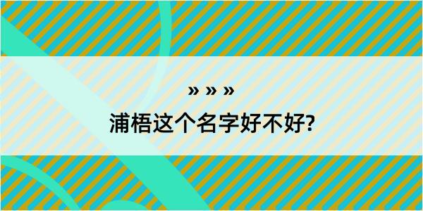 浦梧这个名字好不好?