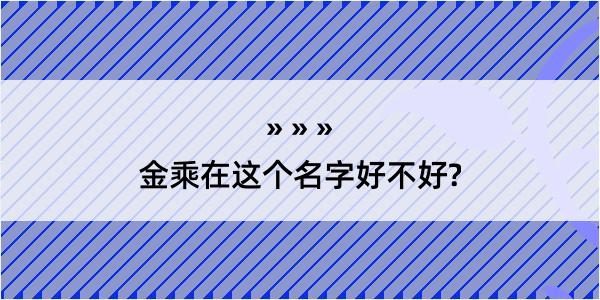 金乘在这个名字好不好?