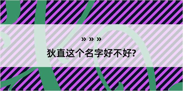 狄直这个名字好不好?