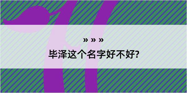 毕泽这个名字好不好?