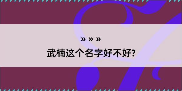 武楠这个名字好不好?