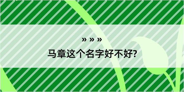 马章这个名字好不好?