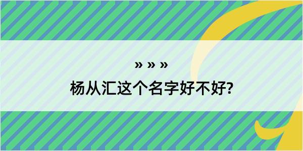 杨从汇这个名字好不好?