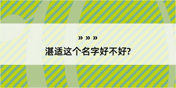 湛适这个名字好不好?