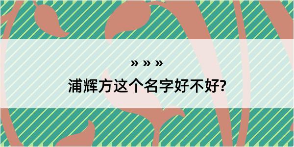 浦辉方这个名字好不好?