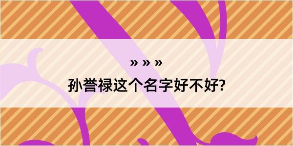 孙誉禄这个名字好不好?