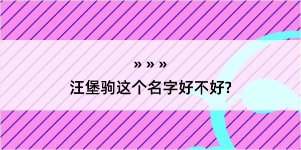 汪堡驹这个名字好不好?