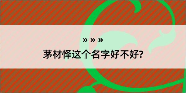 茅材怿这个名字好不好?