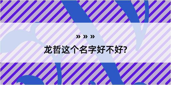 龙哲这个名字好不好?