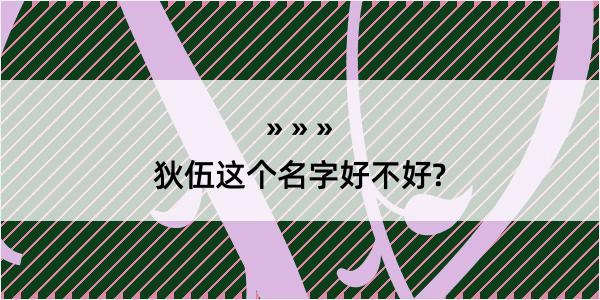 狄伍这个名字好不好?