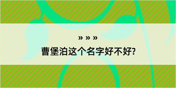 曹堡泊这个名字好不好?