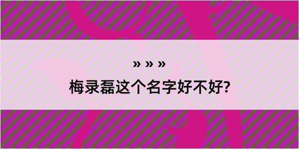 梅录磊这个名字好不好?