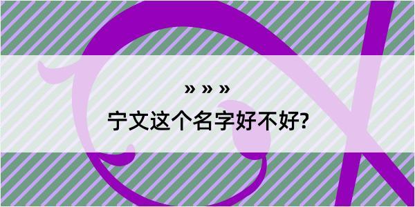 宁文这个名字好不好?