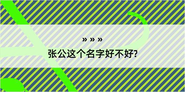 张公这个名字好不好?