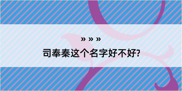 司奉秦这个名字好不好?