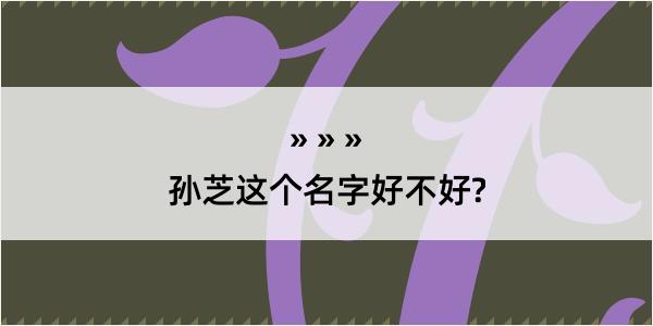 孙芝这个名字好不好?