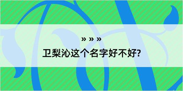 卫梨沁这个名字好不好?