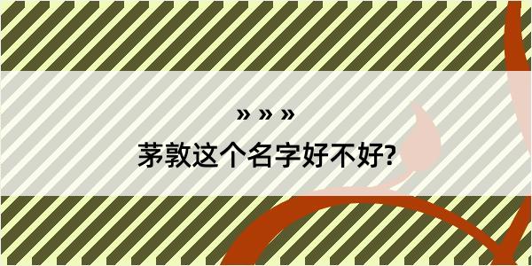 茅敦这个名字好不好?