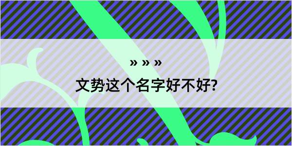 文势这个名字好不好?