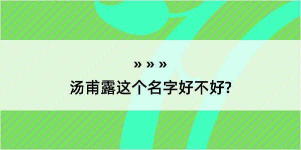 汤甫露这个名字好不好?