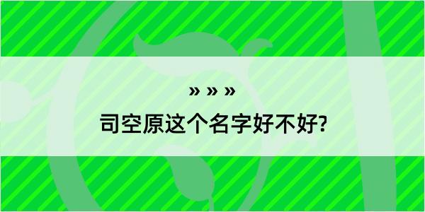 司空原这个名字好不好?