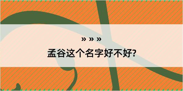 孟谷这个名字好不好?