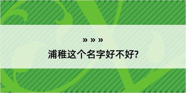 浦稚这个名字好不好?