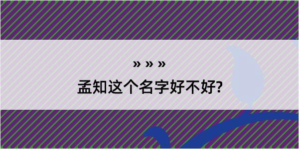 孟知这个名字好不好?