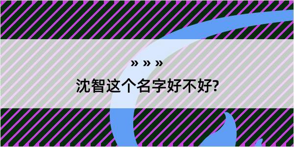 沈智这个名字好不好?